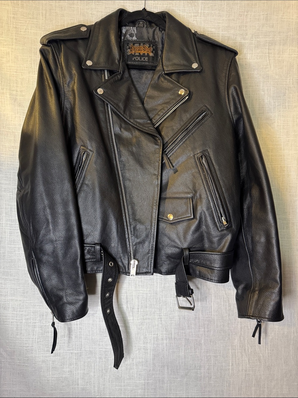 Police Women’s Black Leather Moto Jacket